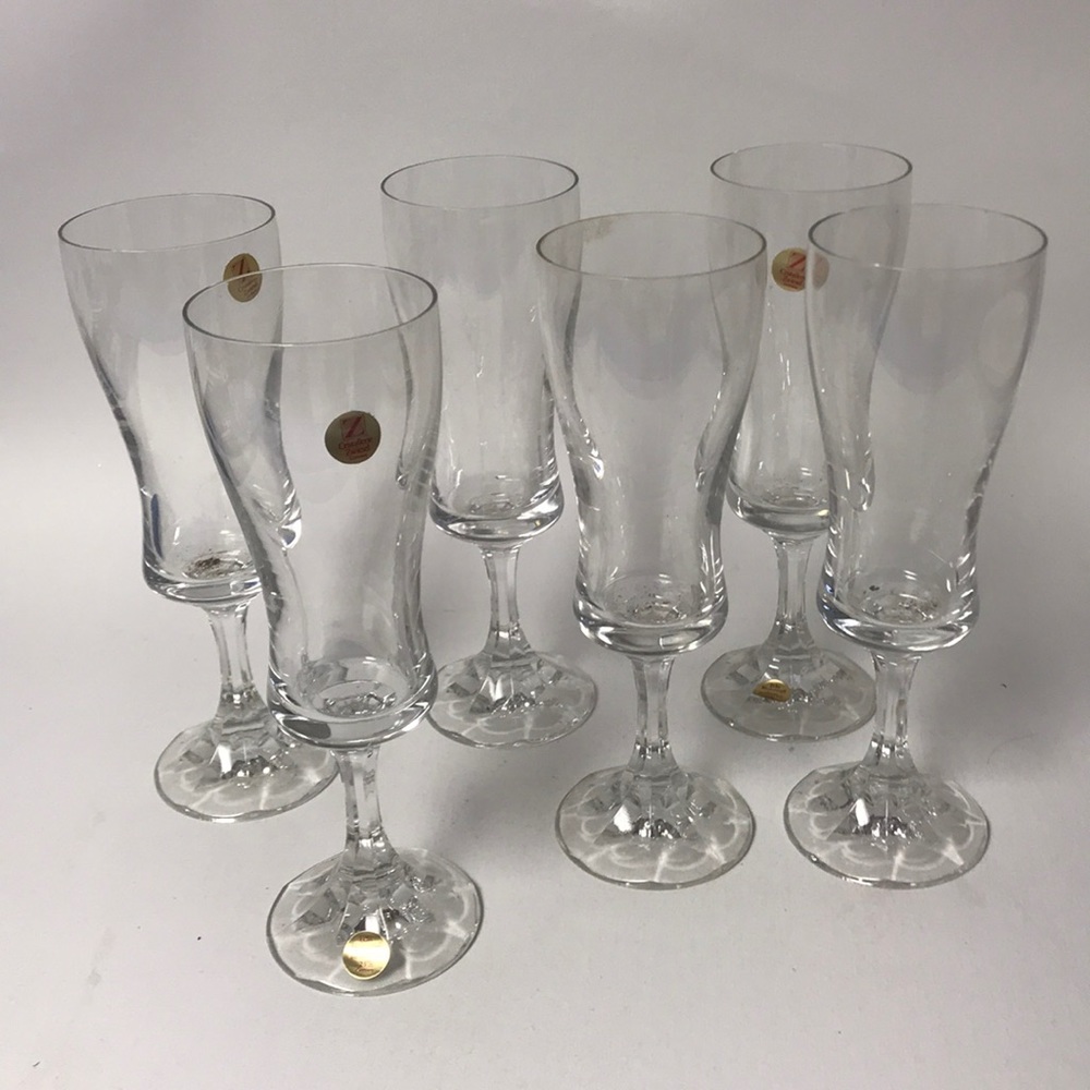 CRISTALLERIE 6 Champagne Cristal Glasses NWOT